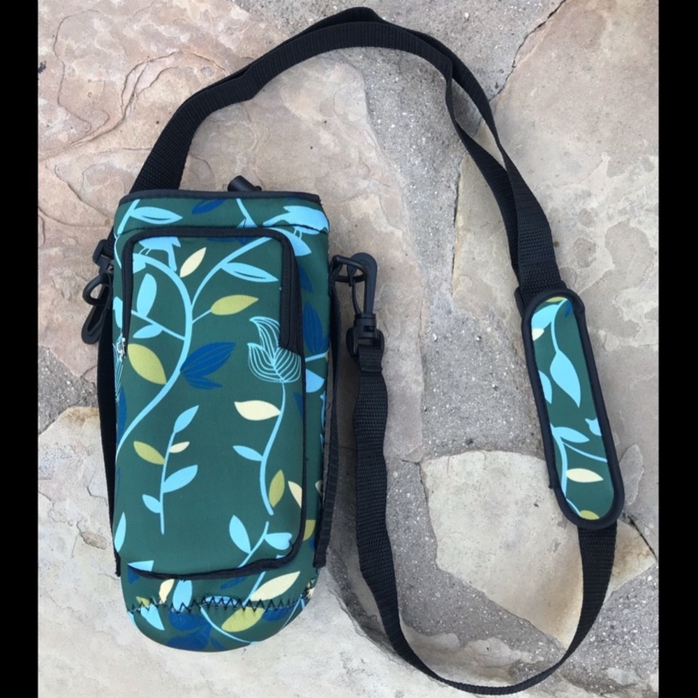 SALE 🌼 Sport Bottle Neoprene Holder Crossbody Extra Large Nature Print New - Picture 8 of 16